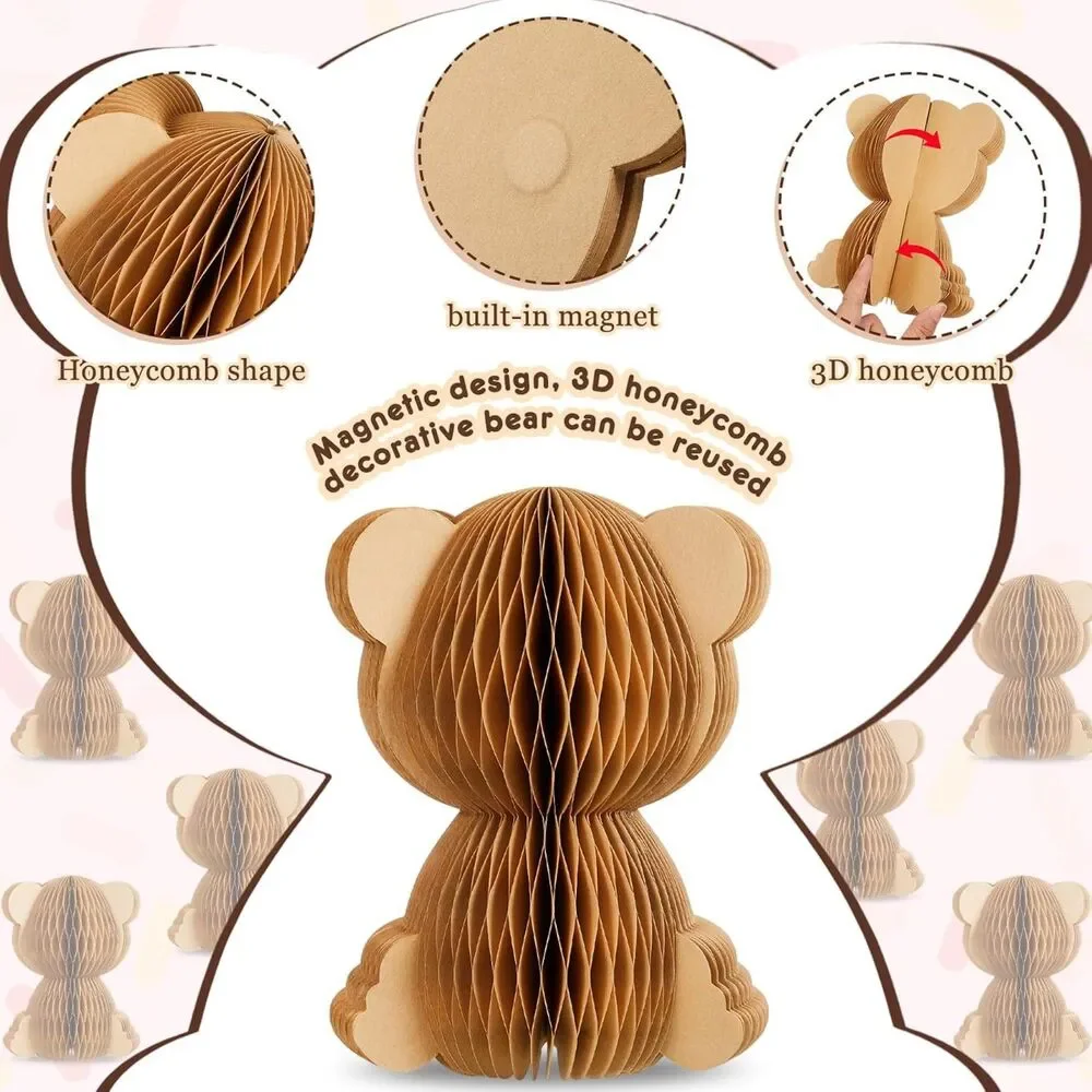 6 Pcs 3D Bear Honeycomb Centerpieces